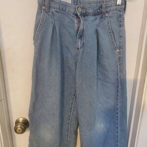 Zara Wide Leg Pleated Baggy Denim Jeans Girl's Size 11/12